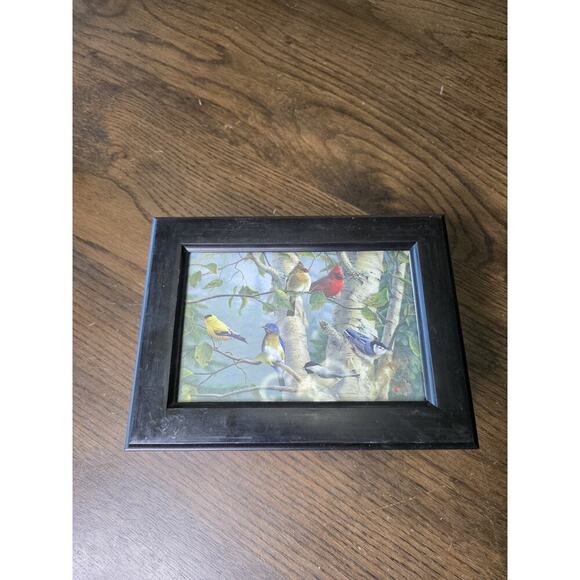 Black Lacquered Jewelry Box Iris Floral Musical Lined Mirror Japan - Works - Picture 6 of 16